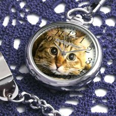 画像1: 懐中時計 オーダーメイド 猫 犬 ペットメモリアル ペット写真グッズ 名入れ (1)