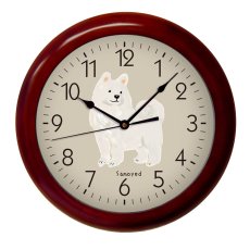 画像1: サモエド　木製壁掛け時計　直径35.5cm 新居祝い お誕生日 記念日に (1)