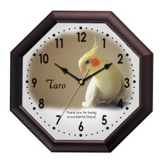 画像2: 八角形壁掛け時計 30.2センチ  文字盤に写真印刷 オーダーメイド ペット 犬猫 ウサギ 鳥 (2)