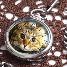 画像2: バッグチャーム時計 オーダーメイド 猫 犬 ペットメモリアル ペット写真グッズ 名入れ (2)