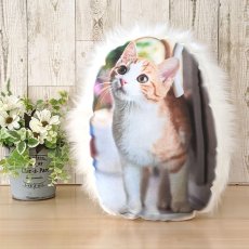 画像1: 思い出ペットクッション Lサイズ（日本製） フェイクファー オーダーメイド 写真印刷  ぬいぐるみ 犬 猫 うさぎ ペットメモリアル ペット写真 (1)