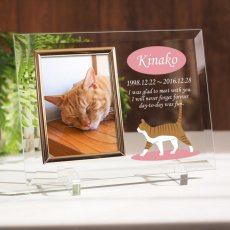 画像1: メモリアルフォトフレーム 猫のイラスト ペットメモリアル ペット写真グッズ ペット供養 ペット仏壇 名入れ (1)