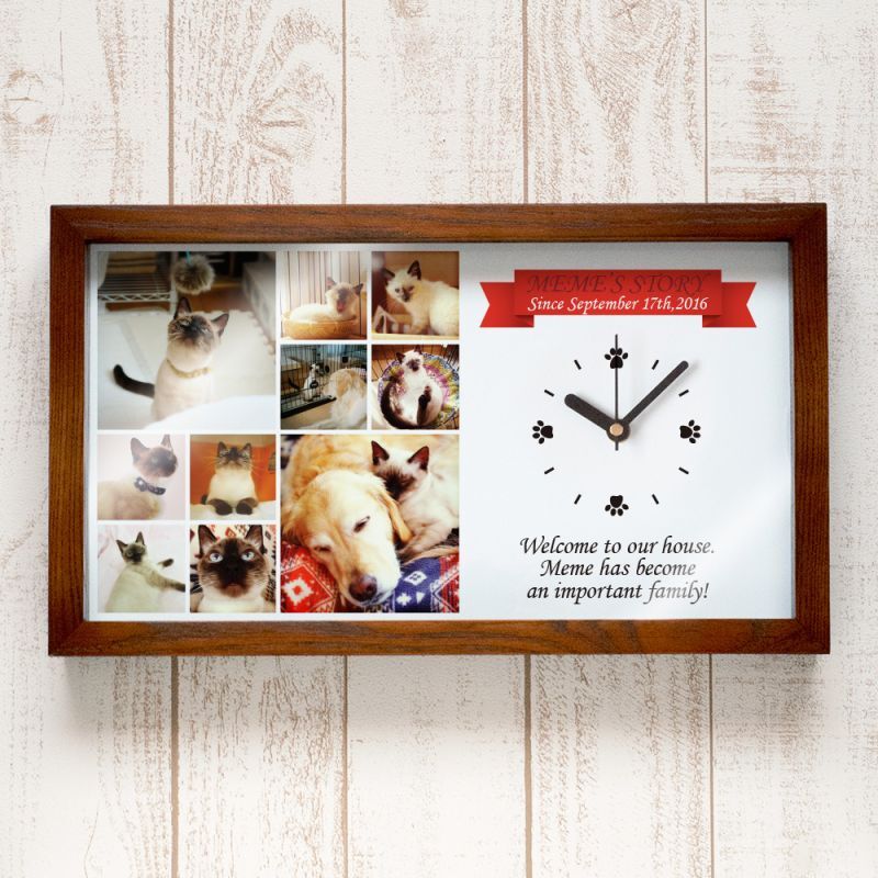 木製額縁フレーム時計 スィートメモリーズ オーダーメイド ペットメモリアル ペット写真グッズ 名入れ